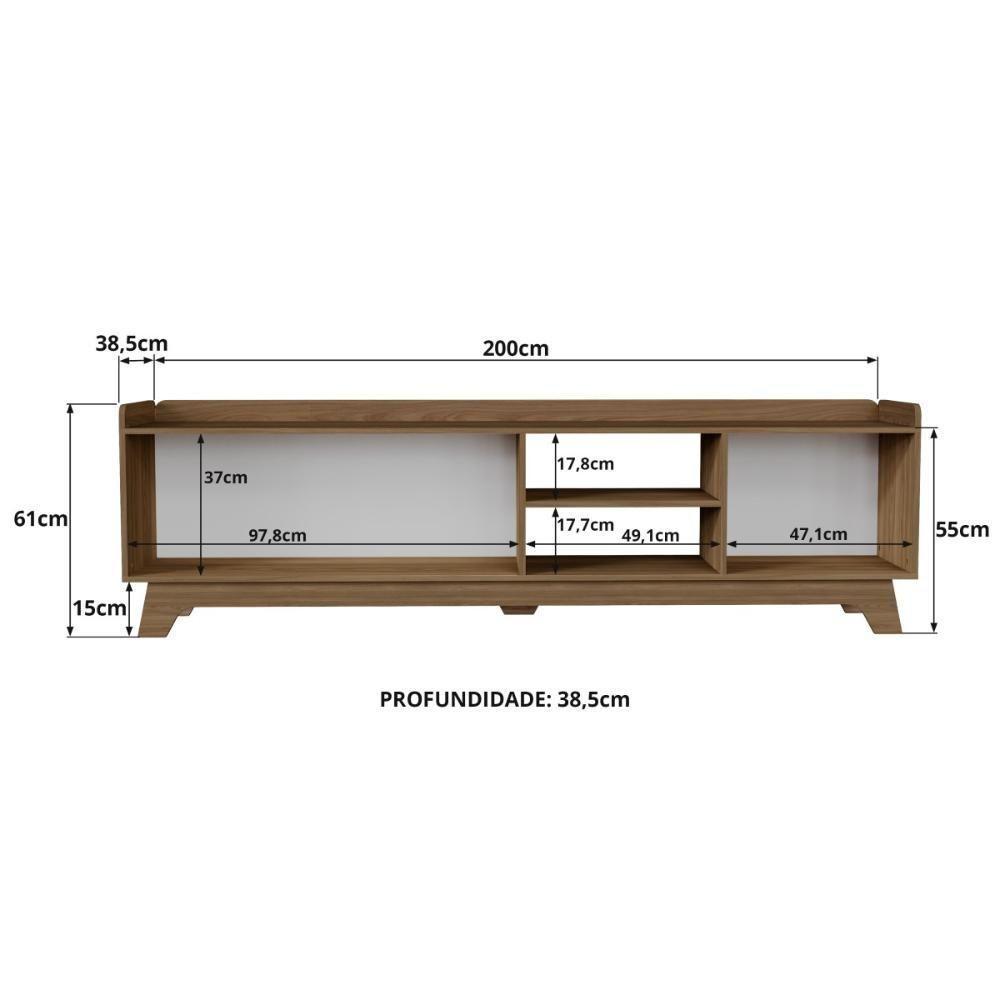 Rack Para Tv Até 75'' Com 3 Portas 200cm John - Branco - 3