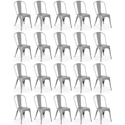 Kit 20 Cadeiras Iron Tolix Design Industrial - Cinza