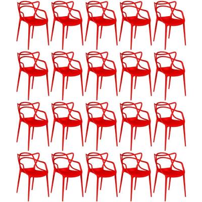 Kit 20 Cadeiras De Jantar Allegra Design Empilhável - Vermelho