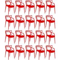 Kit 20 Cadeiras De Jantar Allegra Design Empilhável - Vermelho - 1