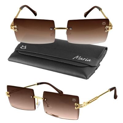 Oculos Sol Feminino Social Vintage Proteção Uv Metal + Case Hastes Metal Original Estiloso Delicado