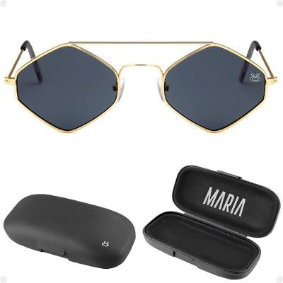Oculos Sol Feminino Losango Aço Metal Proteção Uv + Case Maria Proteção Uv Moda Praia Presente Verão