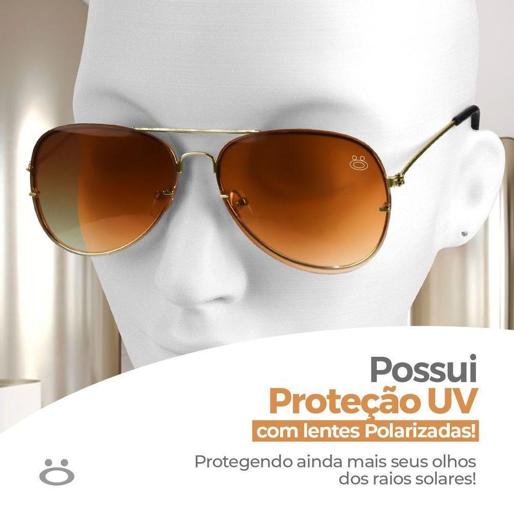 Oculos Sol Feminino Aço Inoxidavel Marrom Aviador + Case Lente Marrom Orginal Qualidade Premium - 2