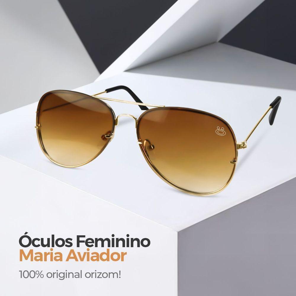 Oculos Sol Feminino Aço Inoxidavel Marrom Aviador + Case Lente Marrom Orginal Qualidade Premium - 3
