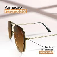 Oculos Sol Feminino Aço Inoxidavel Marrom Aviador + Case Lente Marrom Orginal Qualidade Premium
