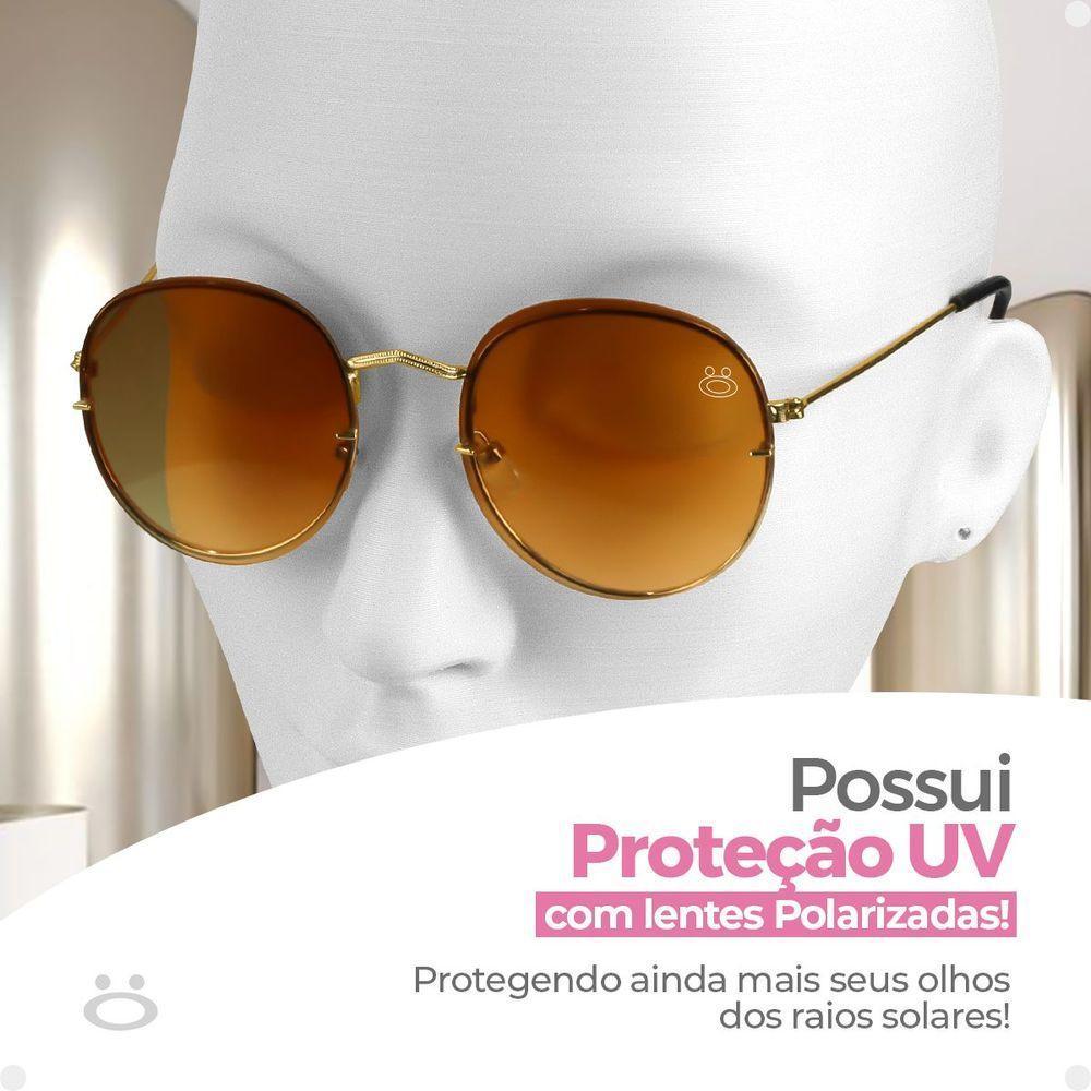 Oculos Sol Feminino Aço Inoxidavel Casual Preto + Case Lente Marrom Original Casual Presente Moda - 3