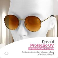 Oculos Sol Feminino Aço Inoxidavel Casual Preto + Case Lente Marrom Original Casual Presente Moda - 3