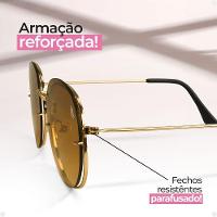 Oculos Sol Feminino Aço Inoxidavel Casual Preto + Case Lente Marrom Original Casual Presente Moda - 5