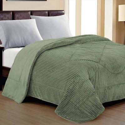 Cobertor Aveline Casal King Manta Plush Canelada 01 Peça Toque Macio - Verde Menta