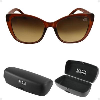 Oculos Sol Feminino Gatinho Praia Proteção Uv Vintage + Case Quadrado Delicado Estiloso Luxo Marrom