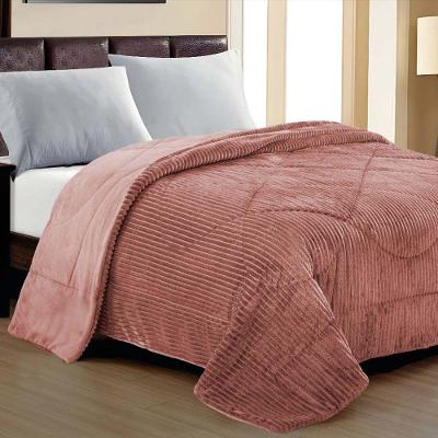Cobertor Aveline Casal King Manta Plush Canelada 01 Peça Toque Macio - Rose