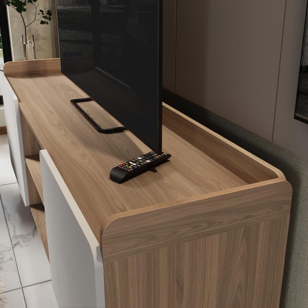 Rack Para Tv Até 65'' Com 2 Portas 150cm John - Natural/branco - 4