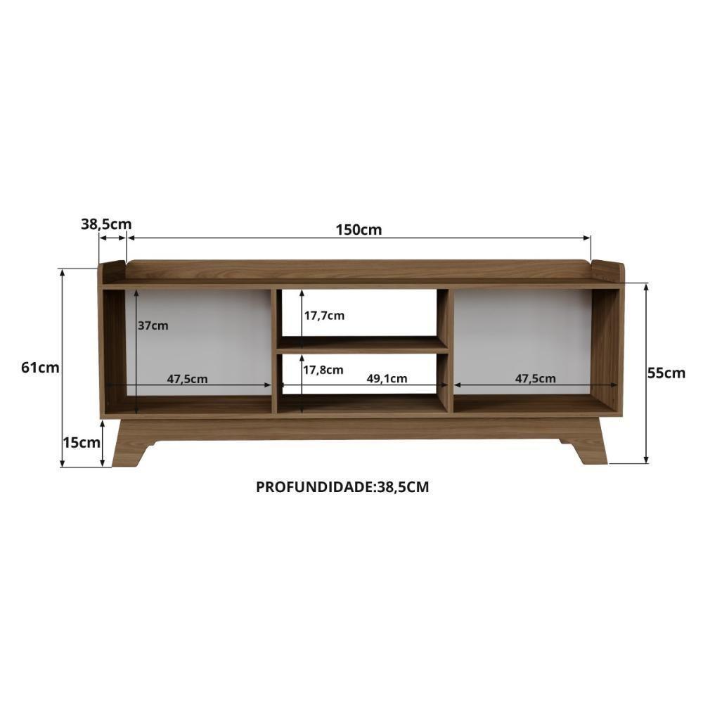Rack Para Tv Até 65'' Com 2 Portas 150cm John - Natural/branco - 8