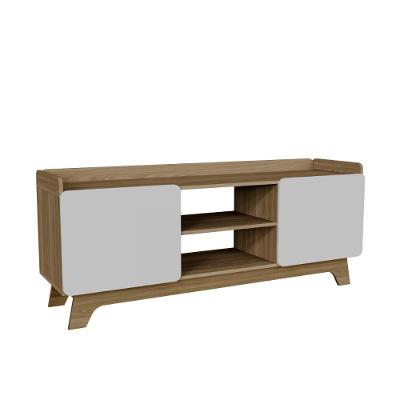 Rack Para Tv Até 65'' Com 2 Portas 150cm John - Natural/branco