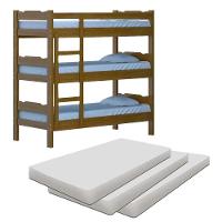 Treliche Madeira Maciça Reforçada Nogueira Com 3 Colchões Shop Jm - 1