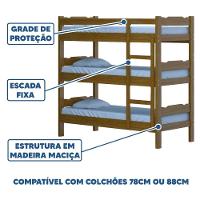 Treliche Madeira Maciça Reforçada Nogueira Com 3 Colchões Shop Jm - 3