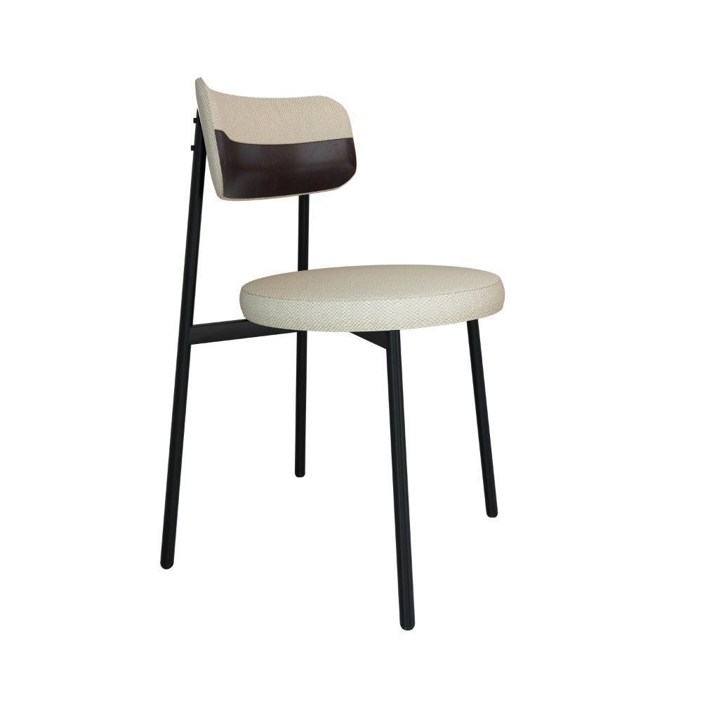 Cadeira Kyta Fixa C-4 Pés 50 X 44,7 X 83,8 Cm. Corriente Areia-courino Café Corriente Areia-courino Café - 1