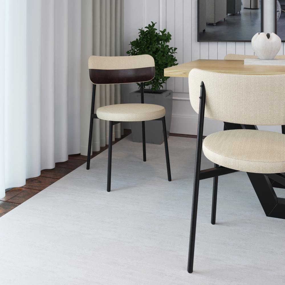 Cadeira Kyta Fixa C-4 Pés 50 X 44,7 X 83,8 Cm. Corriente Areia-courino Café Corriente Areia-courino Café - 2