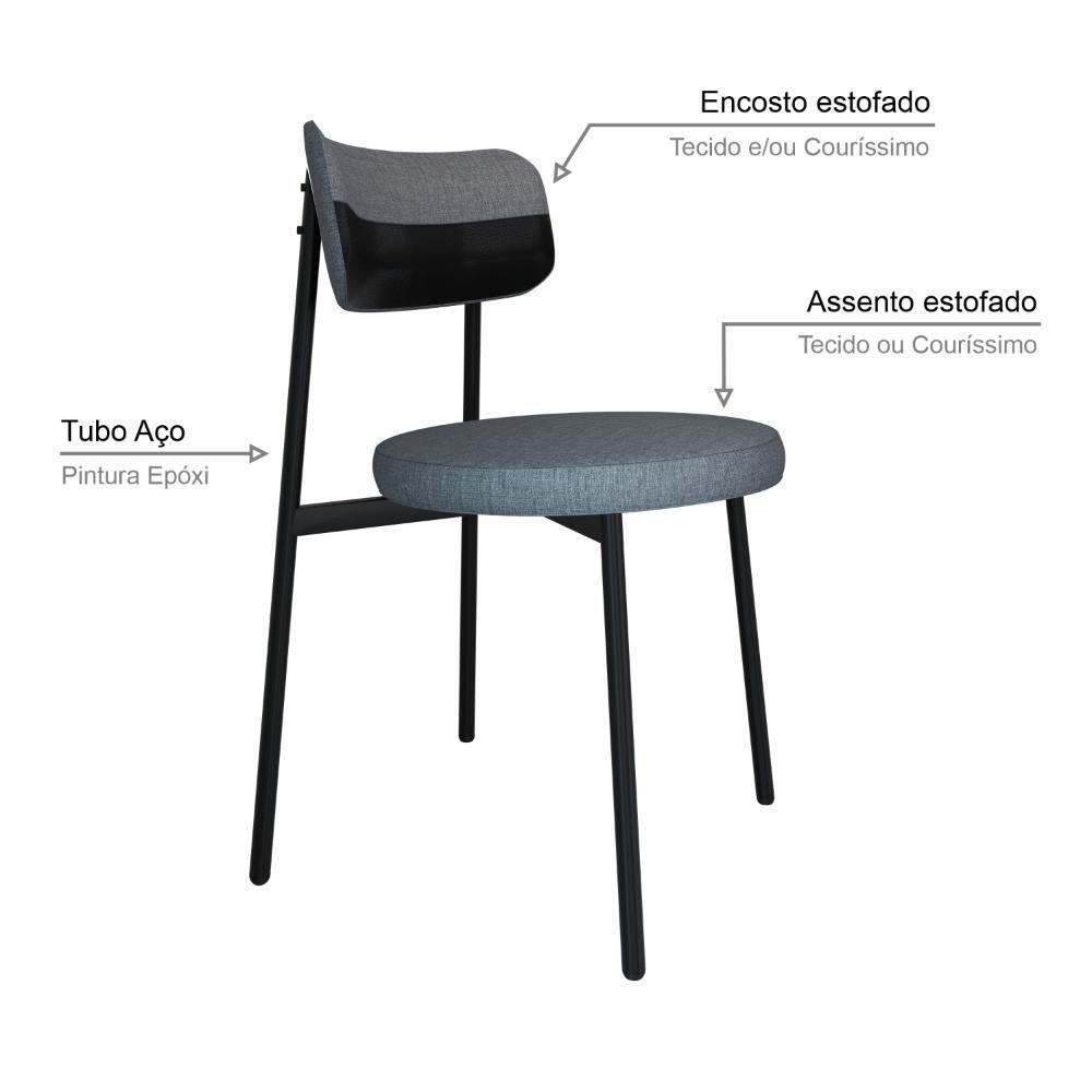 Cadeira Kyta Fixa C-4 Pés 50 X 44,7 X 83,8 Cm. Corriente Cinza-courino Preto Corriente Cinza-courino Preto - 3