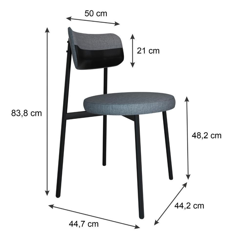 Cadeira Kyta Fixa C-4 Pés 50 X 44,7 X 83,8 Cm. Corriente Cinza-courino Preto Corriente Cinza-courino Preto - 6
