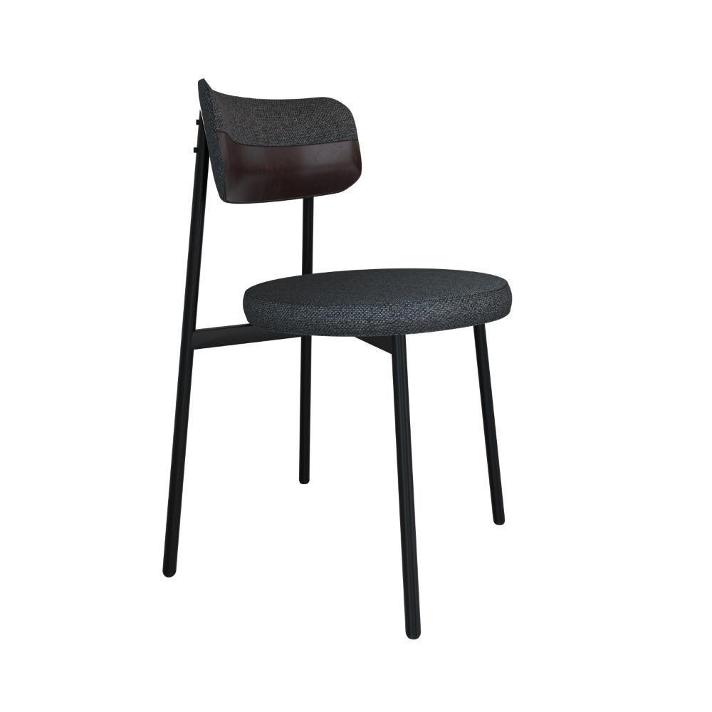 Cadeira Kyta Fixa C-4 Pés 50 X 44,7 X 83,8 Cm. Corriente Grafite-courino Café Corriente Grafite-courino Café - 1