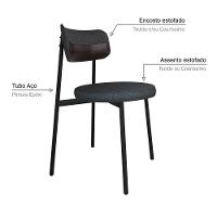 Cadeira Kyta Fixa C-4 Pés 50 X 44,7 X 83,8 Cm. Corriente Grafite-courino Café Corriente Grafite-courino Café - 3