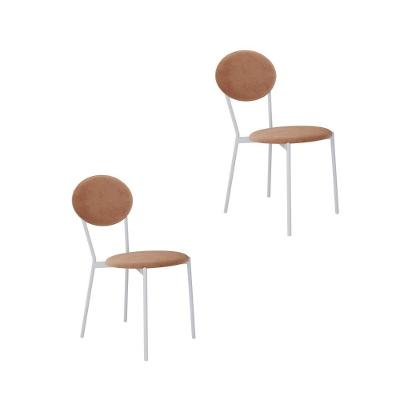 Cadeira Vintage Elipse Fixa C-4 Pes 430 X 535 X 860 Mm C-2 Un. Pés Brancos. Vld.nude Veludo Nude