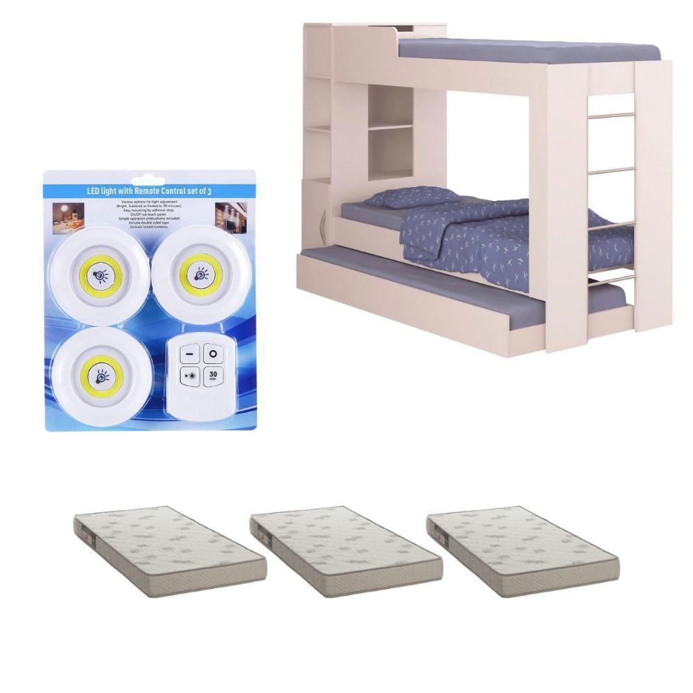 Beliche Ditália Cama Auxiliar Com Colchões + Kit Luz Cm-15 Branco - 1