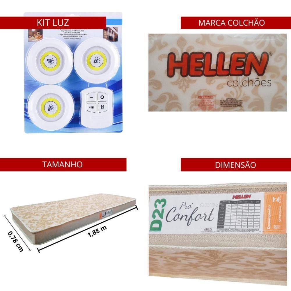 Beliche Ditália Cama Auxiliar Com Colchões + Kit Luz Cm-15 Branco - 7