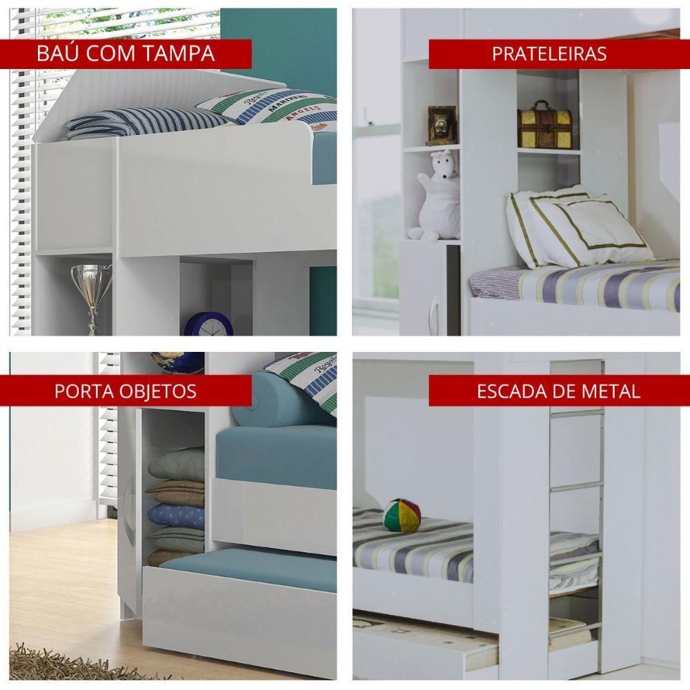 Beliche Ditália Cama Auxiliar Com Colchões + Kit Luz Cm-15 Branco - 8