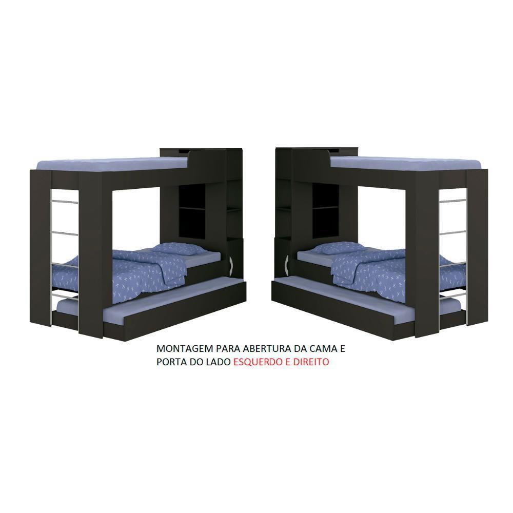 Beliche Ditália Cama Auxiliar Com Colchões + Kit Luz Cm-15 Preto - 6