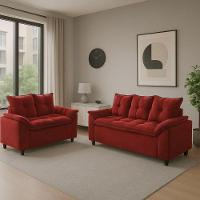 Conjunto Sofá 2 E 3 Lugares Viena Veludo Vermelho - 8