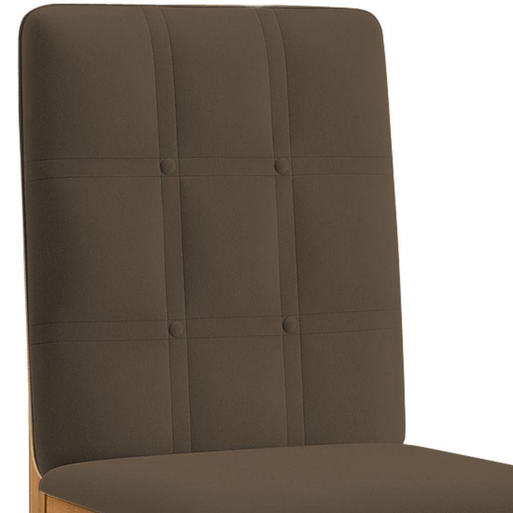 Conjunto 2 Cadeiras ágata Veludo Marrom Com Botões Pés Em Madeira Jcm - 7