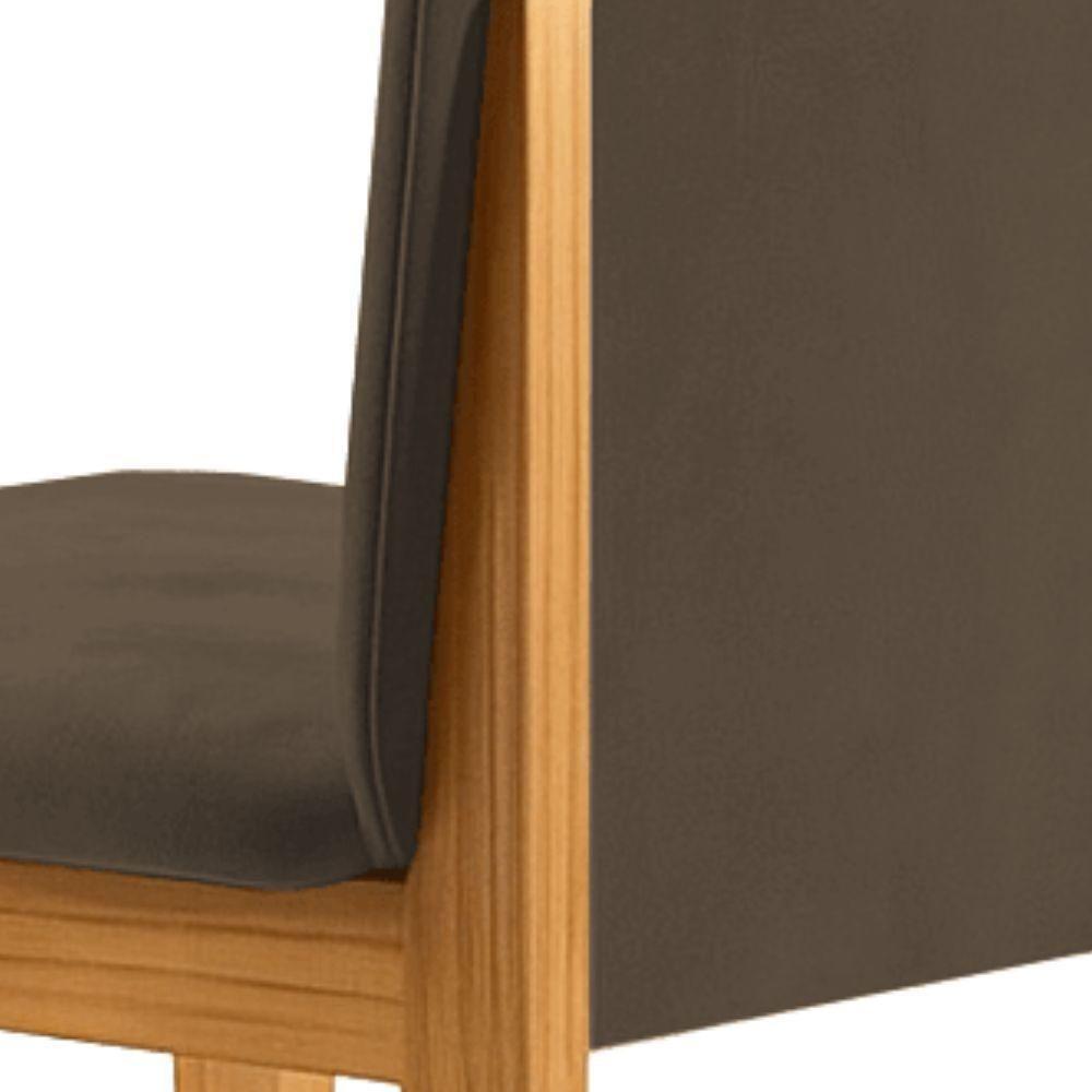 Conjunto 2 Cadeiras ágata Veludo Marrom Com Botões Pés Em Madeira Jcm - 8