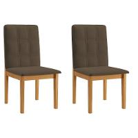 Conjunto 2 Cadeiras ágata Veludo Marrom Com Botões Pés Em Madeira Jcm - 1