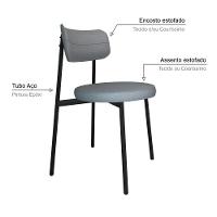 2 Unidades Cadeira Kyta Fixa C-4 Pés 50 X 44,7 X 83,8 Cm. Corriente Cinza Claro Corriente Cinza Claro - 3