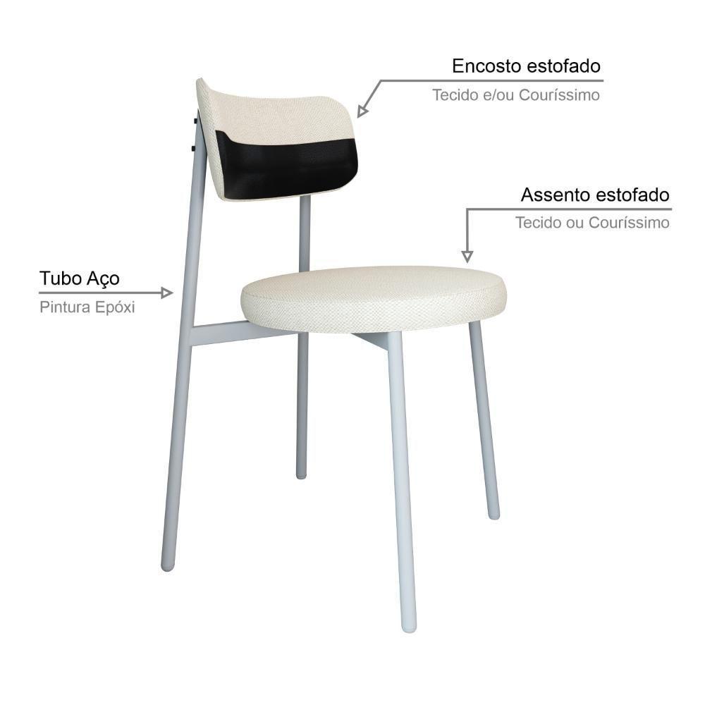 Cadeira Kyta Fixa C-4 Pés 50 X 44,7 X 83,8 Cm Pés Brancos. Corriente Palha-courino Preto Corriente Palha-courino Preto - 3