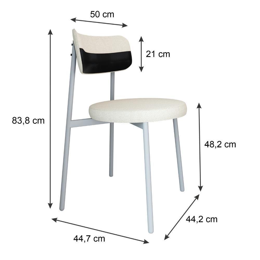 Cadeira Kyta Fixa C-4 Pés 50 X 44,7 X 83,8 Cm Pés Brancos. Corriente Palha-courino Preto Corriente Palha-courino Preto - 6