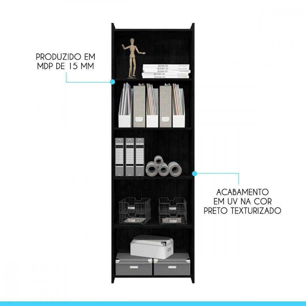 Estante Multiuso Com Prateleiras 57x183 Cm Mdp 0700 Menu Preto - 3