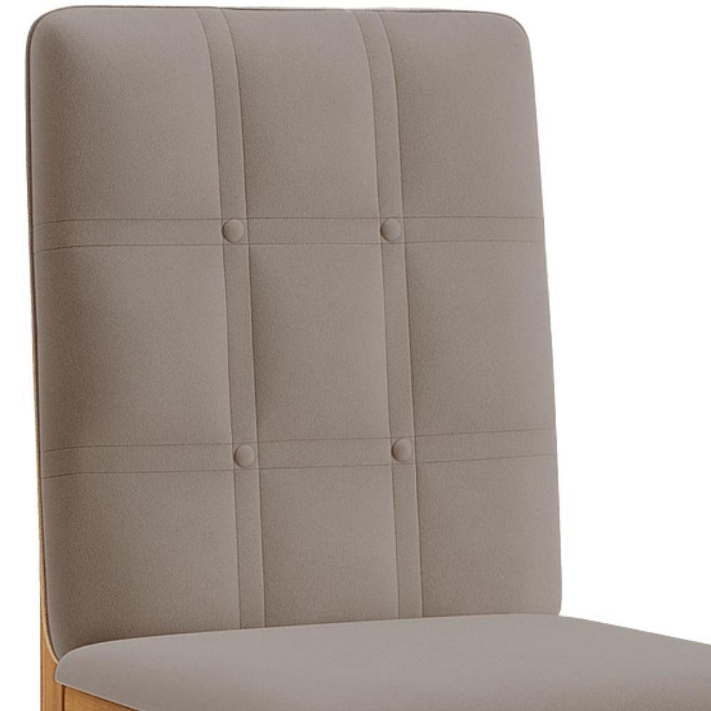Conjunto 2 Cadeiras ágata Veludo Bege Com Botões Pés Em Madeira Jcm - 7