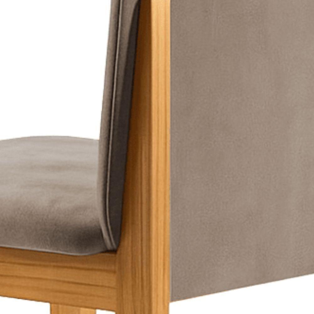 Conjunto 2 Cadeiras ágata Veludo Bege Com Botões Pés Em Madeira Jcm - 8