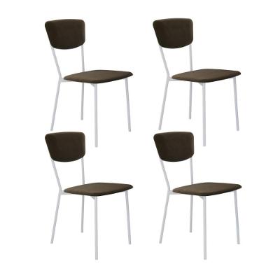 Cadeira Vintage Retrô Fixa C-4 Pés 425 X 505 X 830 Mm C-4 Un. Pés Brancos. Vld.sand Veludo Sand