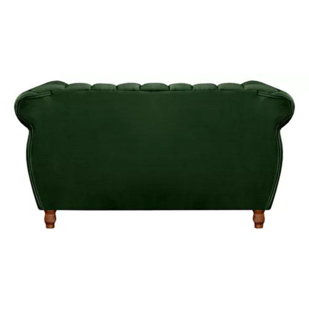 Sofá Chesterfield 2 Lugares Realeza Vintage Retrô Veludo Verde - 4