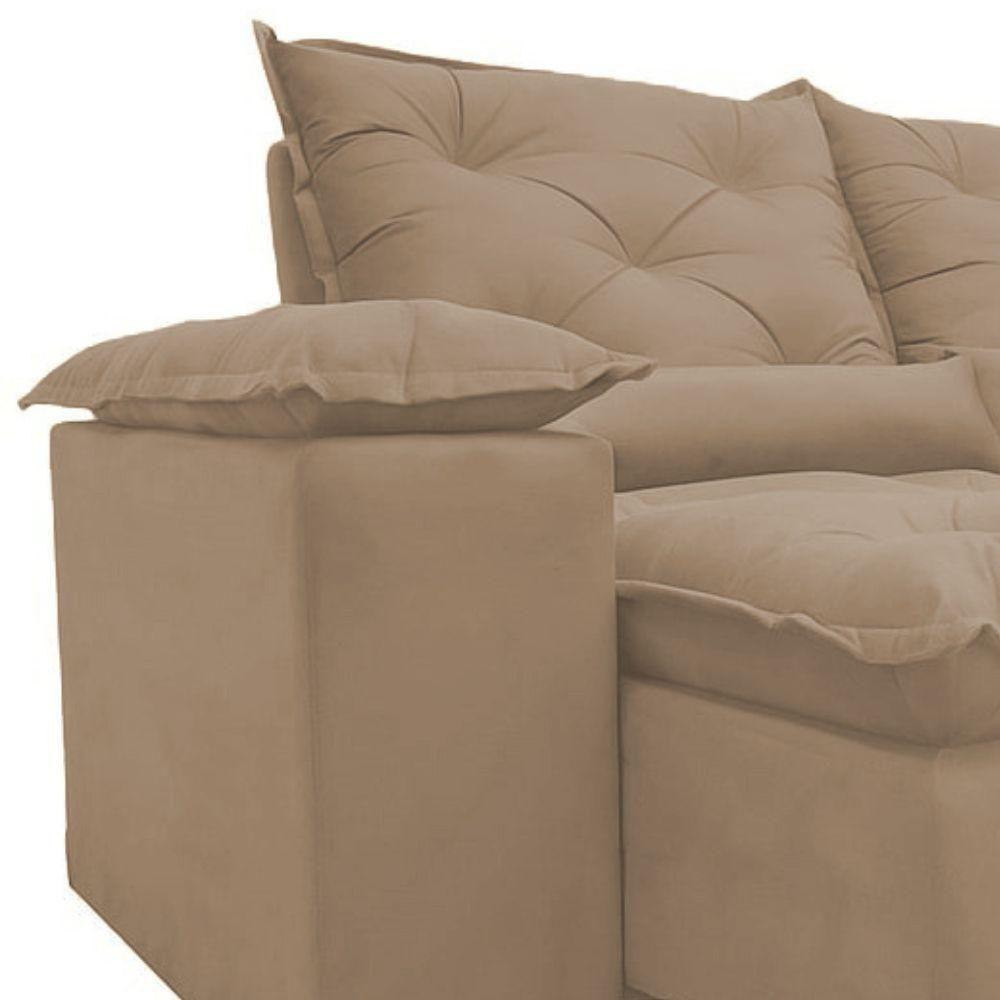 Sofá Retrátil Reclinável Porto Veludo Cappuccino 2 M - 6