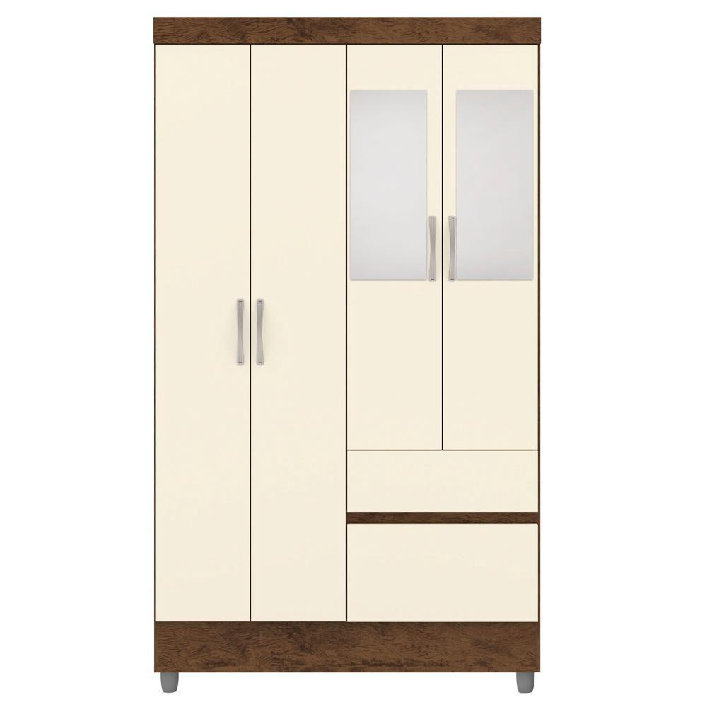 Guarda Roupa 4 Portas Espelho 102 Cm 10090 Vlr Imbuia Champanhe - 1