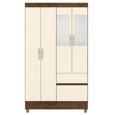 Guarda Roupa 4 Portas Espelho 102 Cm 10090 Vlr Imbuia Champanhe