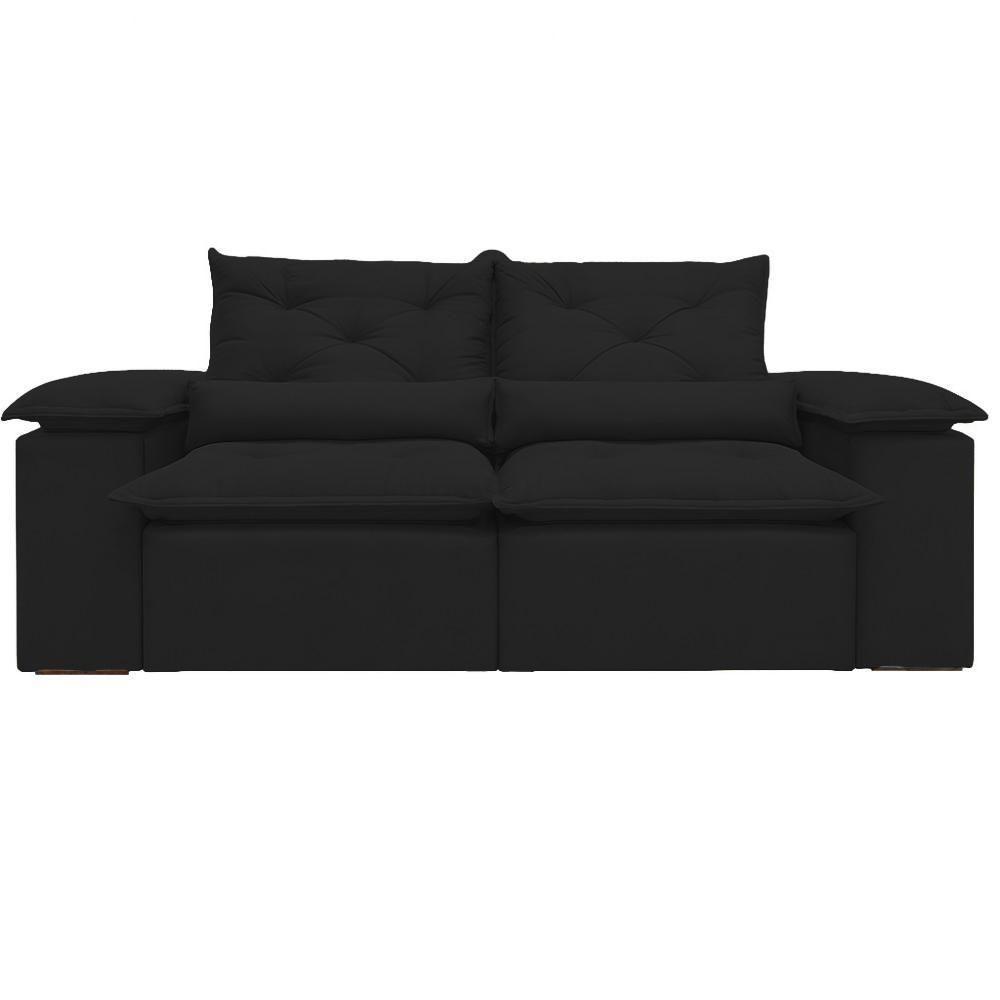 Sofá Retrátil Reclinável Porto Veludo Preto 2 M - 4