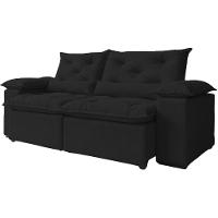 Sofá Retrátil Reclinável Porto Veludo Preto 2 M - 1