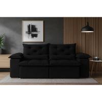 Sofá Retrátil Reclinável Porto Veludo Preto 2 M - 2