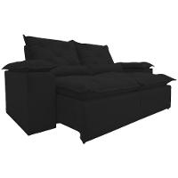 Sofá Retrátil Reclinável Porto Veludo Preto 2 M - 5